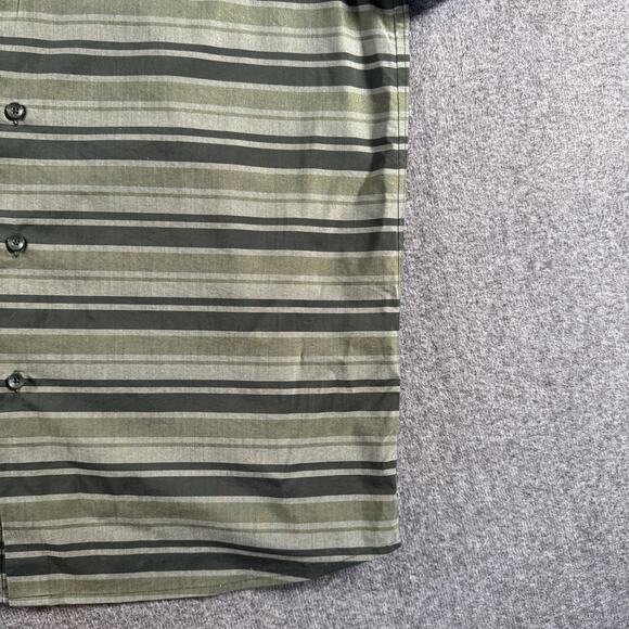 Arc'teryx Brohm Striped Shirt Mens Large Green Gray Short Sleeve Button Up Logo - Picture 9 of 12